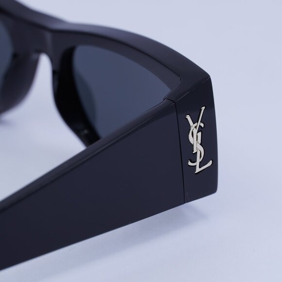 Saint Laurent SLM140 001 Sunglasses Black Rectangle Frame, Black Lenses - Picture 6 of 12